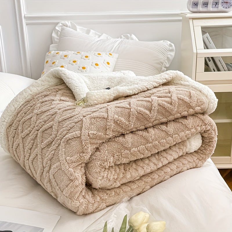 Jacquard Velvet Blanket – Double Layer Bed and Sofa Throw product detail photo for bedroom