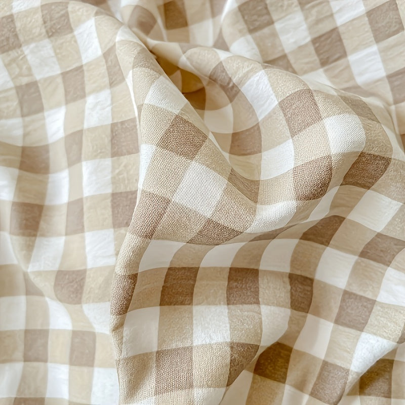3-Piece Checkered Duvet Cover Set - Washed Bedroom Bedding Set product detail photo for bedroom