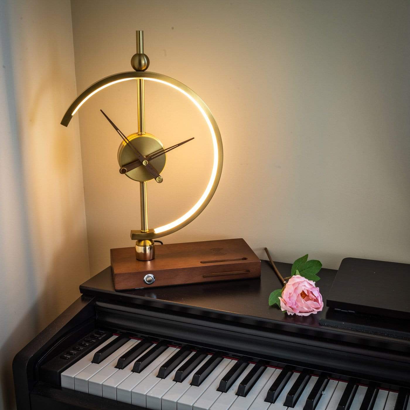 Desk Lamp with Clock and Wireless Charger - Bedside and Desk Light product detail photo for bedroom