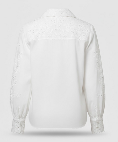 Women's Trendy Loose Shirt with Openwork Embroidery