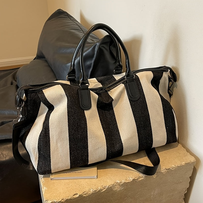 Vintage Plaid Travel Tote Bag lifestyle product photo in travel