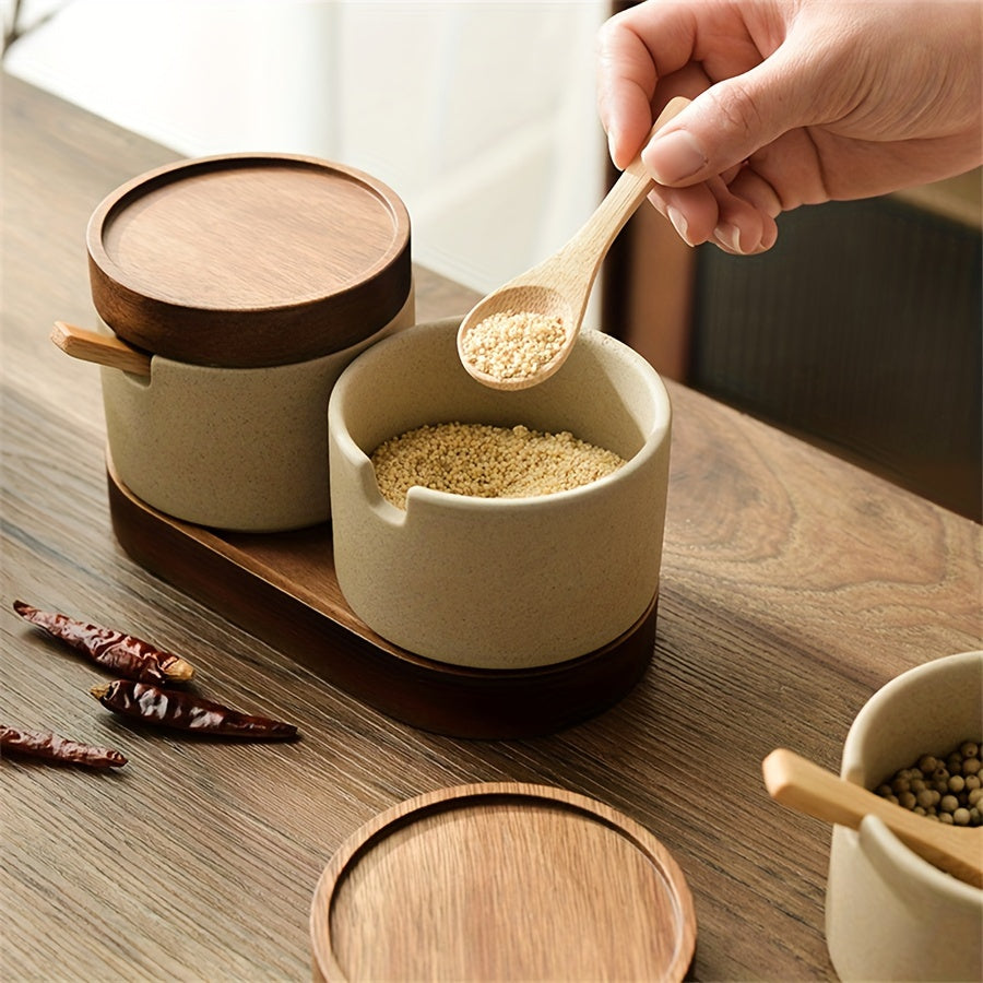 Ceramic Spice Jar with Spoon – Kitchen Seasoning Pot product detail photo for kitchen