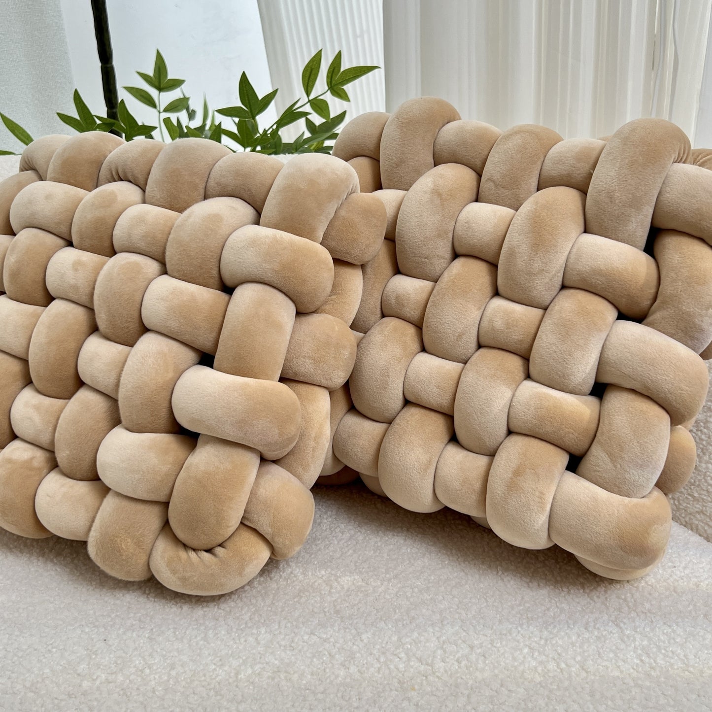 Knotted Cushion Set – Sculptural Accent (Set of 2) room setting lifestyle photo for bedroom