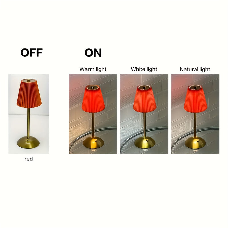 Pleated Table Lamp – Rechargeable Ambient Desk Light product detail photo for bedroom