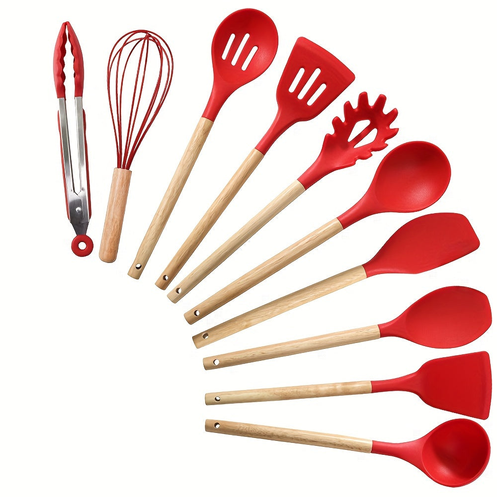 Silicone Cooking Utensil Set – Wooden Handle Kitchen Tools product detail photo for kitchen