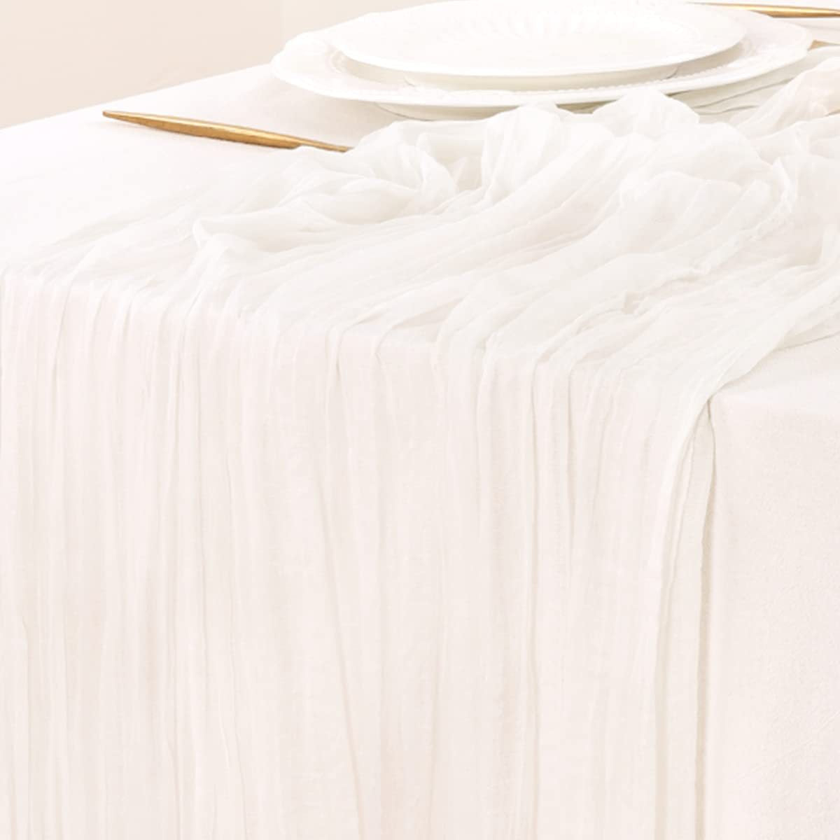 Table Runner BohemeFold Soft Chambray Voile With Twisted Boho Fringe