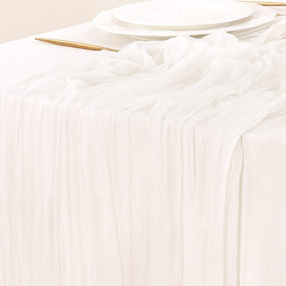 Table Runner BohemeFold Soft Chambray Voile With Twisted Boho Fringe