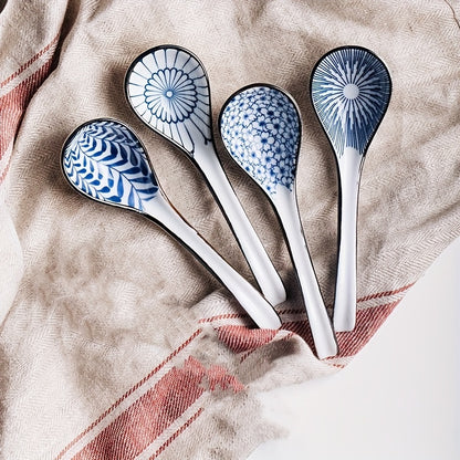 Hand-Painted Ceramic Spoon Set – Japanese Style Serving Spoons product detail photo for kitchen