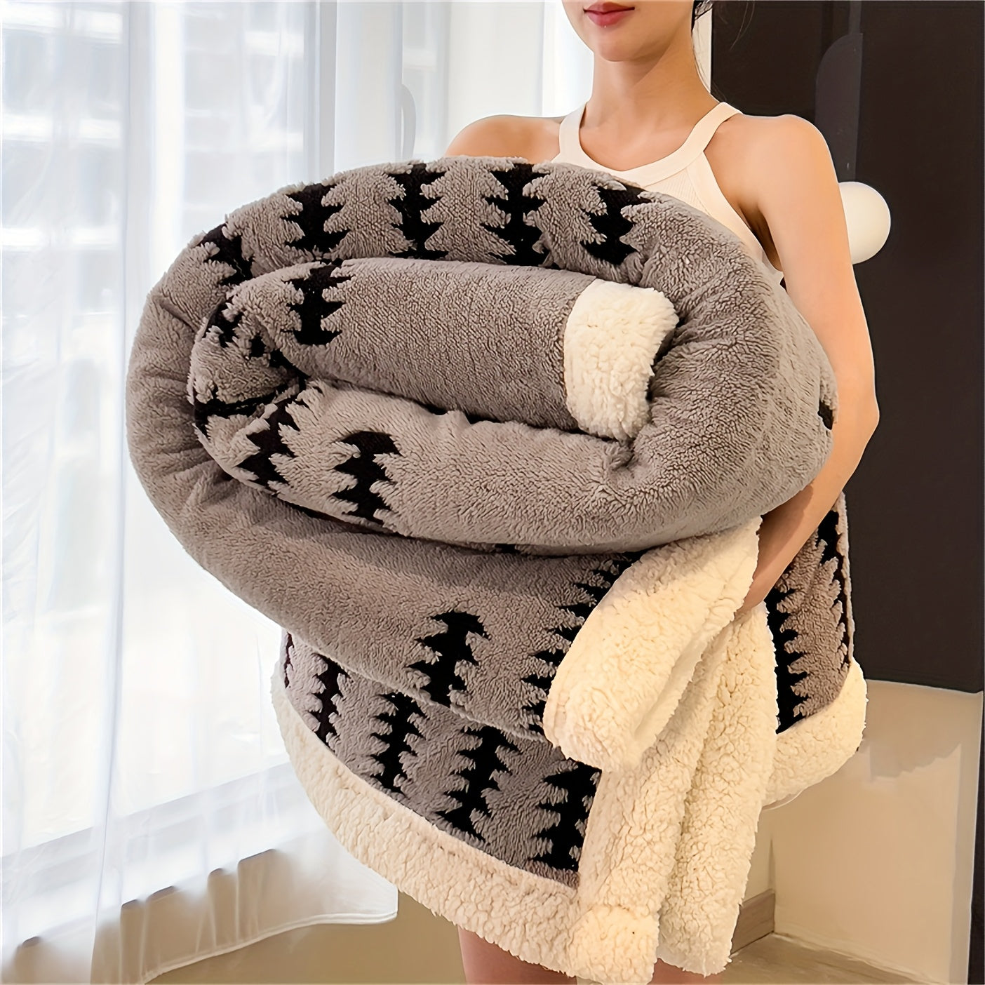 Geometric Throw Blanket – Striped Bedspread and Sofa Layer product detail photo for bedroom