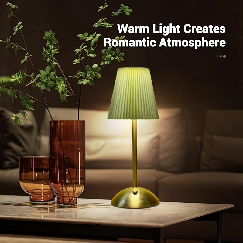 Pleated Table Lamp – Rechargeable Ambient Desk Light room setting lifestyle photo for bedroom
