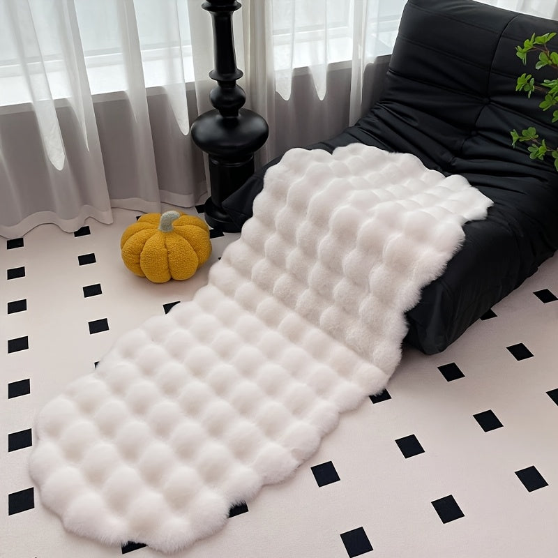 Faux Rabbit Plush Sofa Cushion "Aubrie" product detail photo in living room