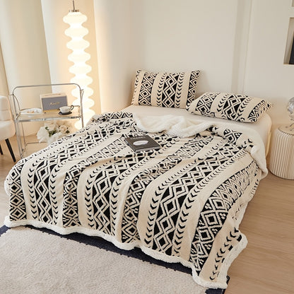Geometric Sherpa Throw Blanket – Dual-Sided Sofa and Bed Layer product detail photo for bedroom