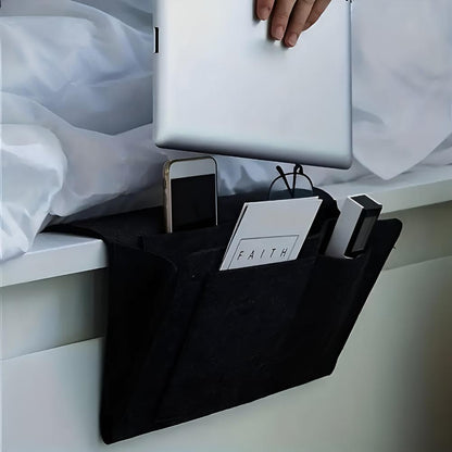 Bedside Storage Organizer – Minimal Hanging Caddy for Bed Frame product detail photo for bedroom