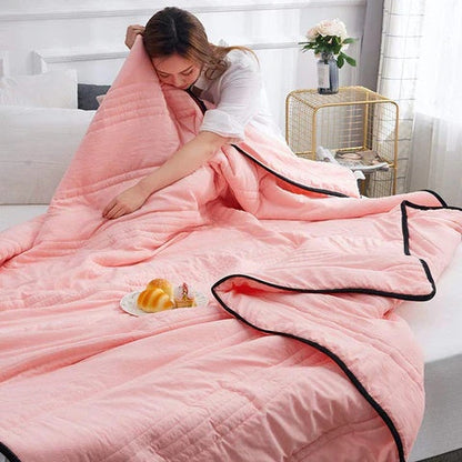 Cooling Throw Blanket – Slender Dual-Sided Summer Layer room setting lifestyle photo for bedroom