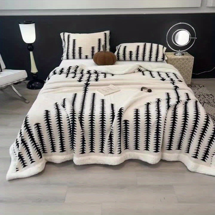 Geometric Throw Blanket – Striped Bedspread and Sofa Layer product detail photo for bedroom