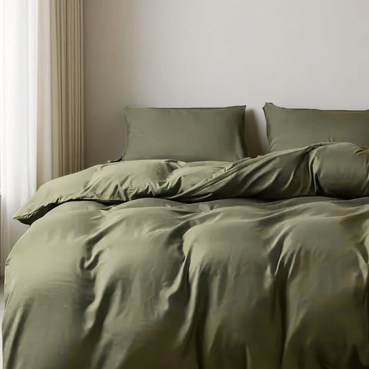 Military Green Duvet Cover Set - Washed Bedroom Bedding Set lifestyle product photo for bedroom