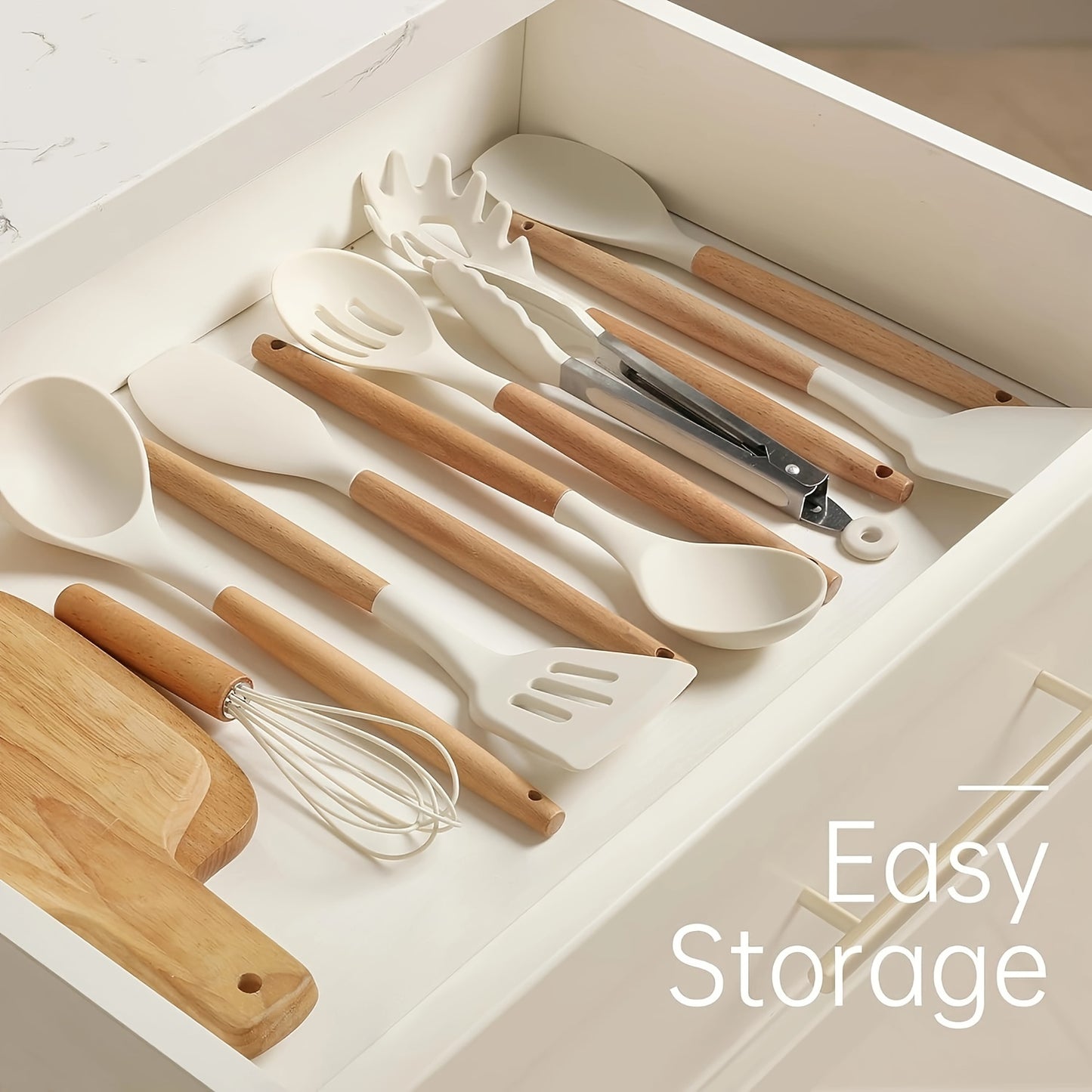Silicone Cooking Utensil Set – Wooden Handle Kitchen Tools room setting lifestyle photo for kitchen