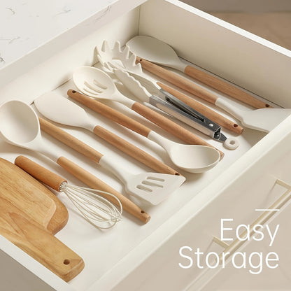 Silicone Cooking Utensil Set – Wooden Handle Kitchen Tools room setting lifestyle photo for kitchen