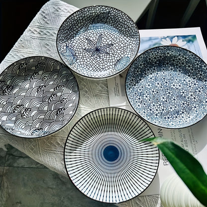 Japanese Ceramic Plate Set – 8" Mixed Colour Dinner Plates (Set of 4) product detail photo for kitchen