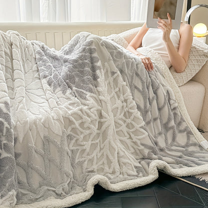 Plush Fleece Throw Blanket "Nerea" product detail photo in bedroom