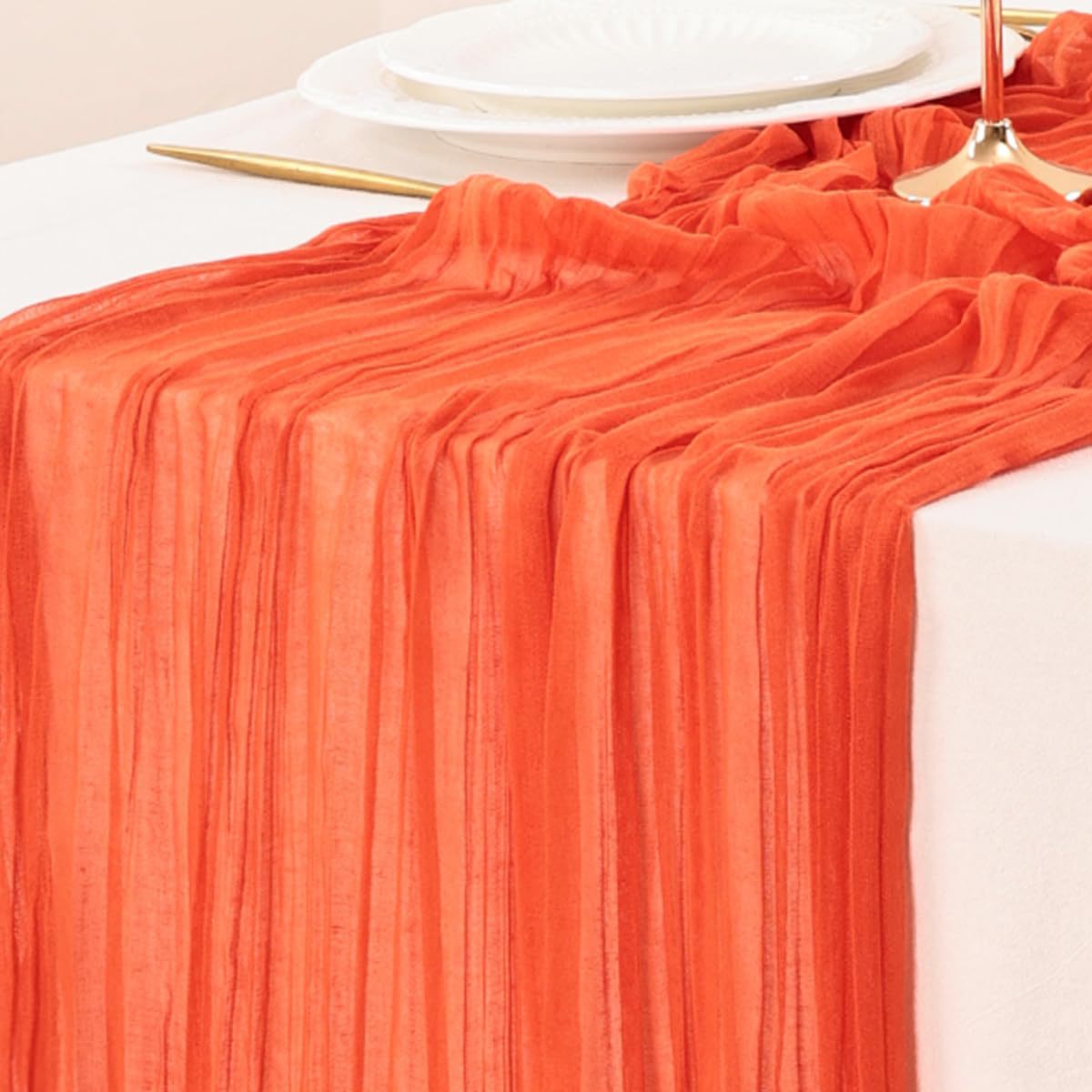 Table Runner BohemeFold Soft Chambray Voile With Twisted Boho Fringe
