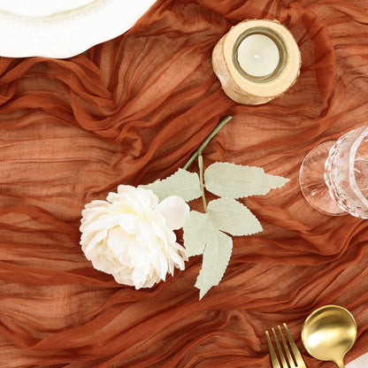 Table Runner BohemeFold Soft Chambray Voile With Twisted Boho Fringe