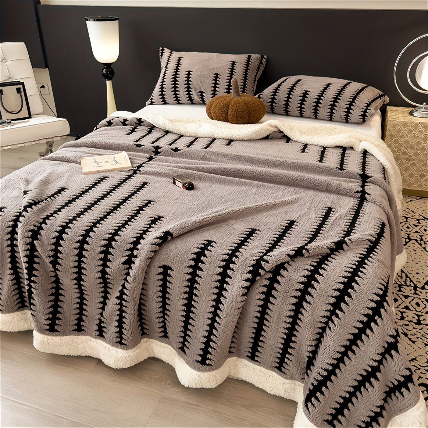 Geometric Throw Blanket – Striped Bedspread and Sofa Layer lifestyle product photo for bedroom