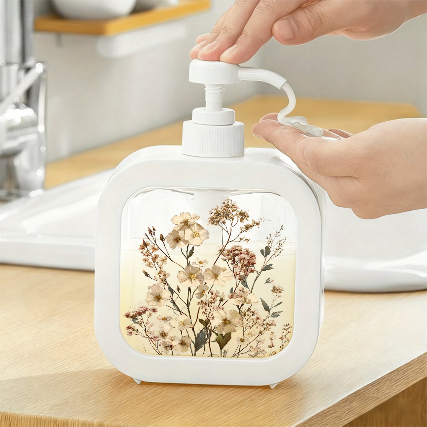 Floral Soap Dispenser – Vintage-Style Pump Bottle specification and dimensions reference for living room