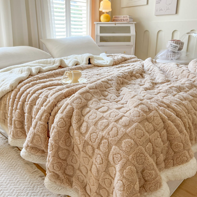Berber Fleece Blanket Double-Layer Velvet Throw For Deeper Warmth