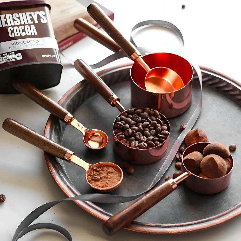 Copper Measuring Cups And Spoons Set GlowMeasure For Calm Intentional Kitchens