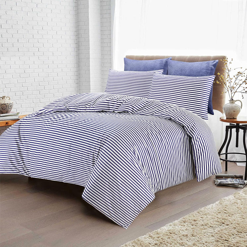 Striped Duvet Cover Set - Washed Bedroom Bedding Set product detail photo for bedroom