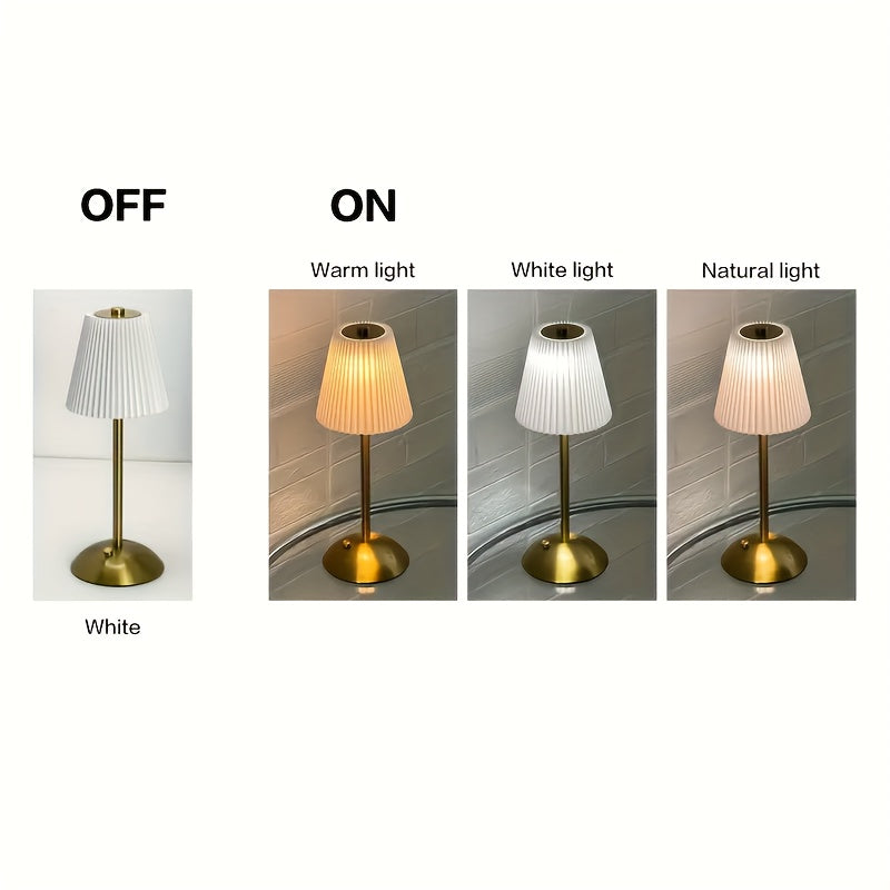 Pleated Table Lamp – Rechargeable Ambient Desk Light product detail photo for bedroom