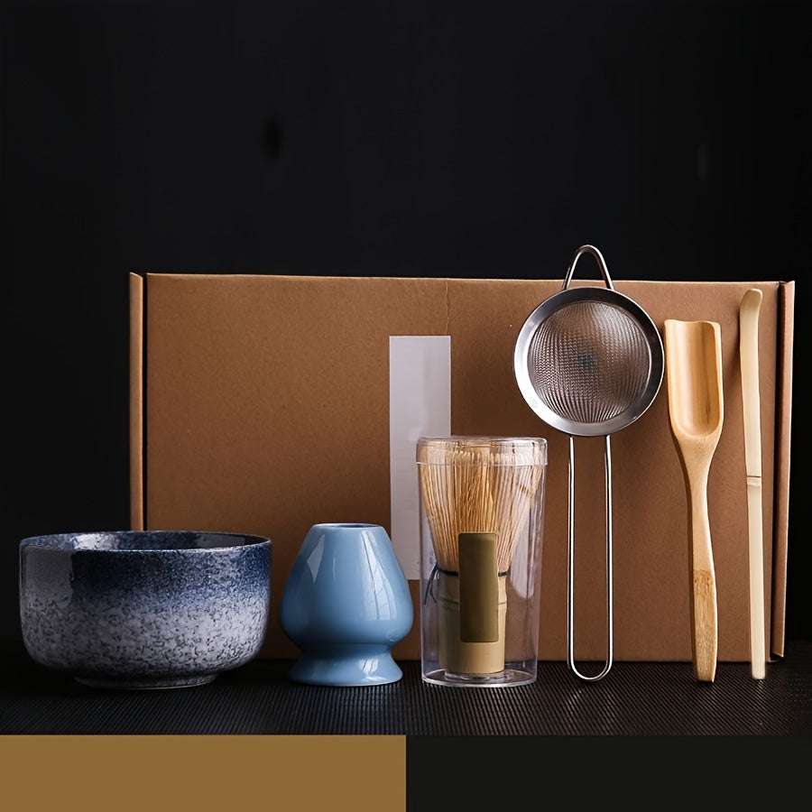 Matcha Tea Set – 6-Piece Ceramic and Bamboo Preparation Kit lifestyle product photo for kitchen
