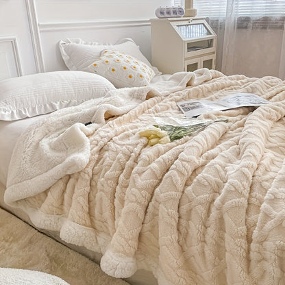 Jacquard Velvet Blanket – Double Layer Bed and Sofa Throw room setting lifestyle photo for bedroom