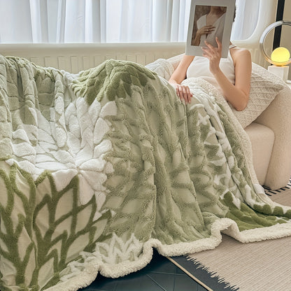 Plush Fleece Throw Blanket "Nerea" product detail photo in bedroom
