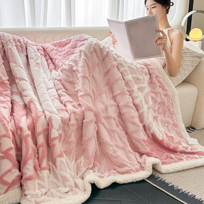 Plush Fleece Throw Blanket "Nerea" product detail photo in bedroom