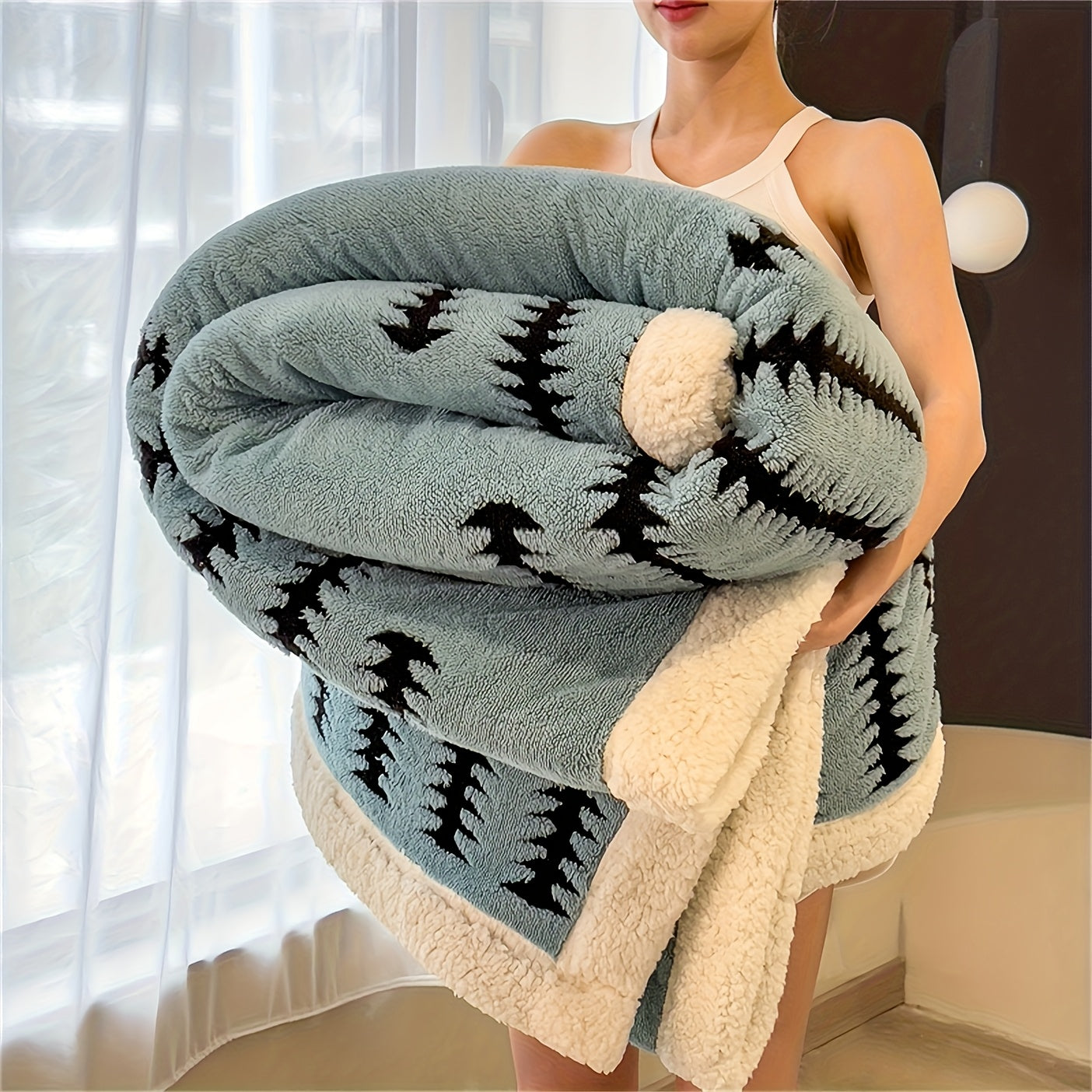 Geometric Throw Blanket – Striped Bedspread and Sofa Layer product detail photo for bedroom