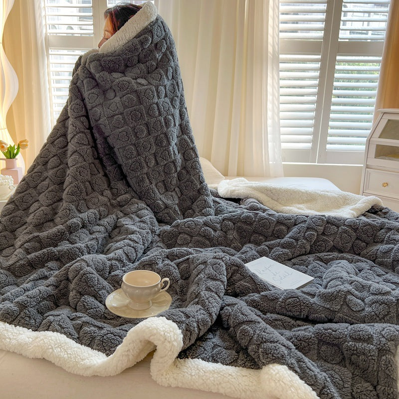 Berber Fleece Blanket Double-Layer Velvet Throw For Deeper Warmth