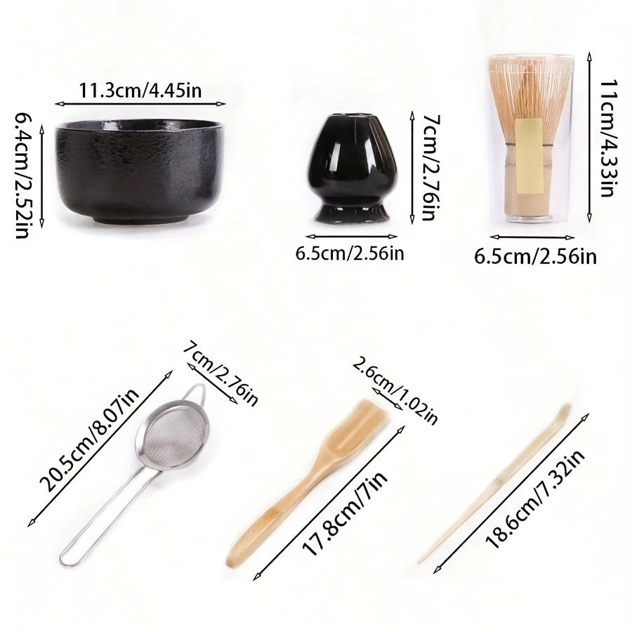 Matcha Tea Set – 6-Piece Ceramic and Bamboo Preparation Kit product detail photo for kitchen