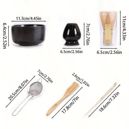 Matcha Tea Set – 6-Piece Ceramic and Bamboo Preparation Kit product detail photo for kitchen