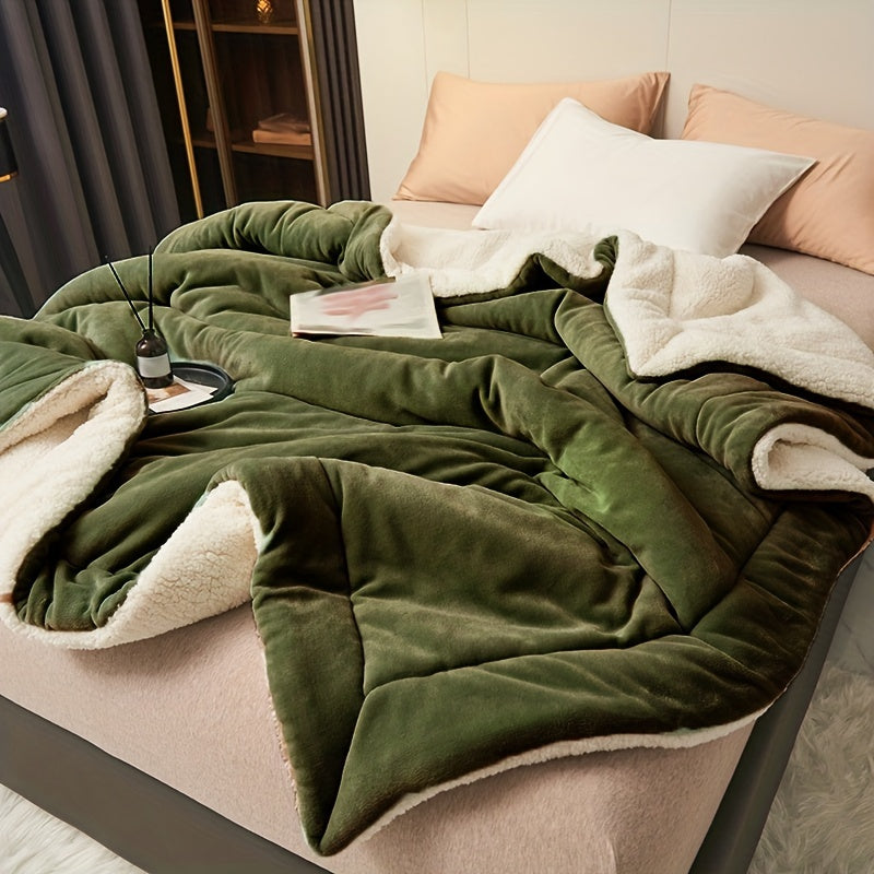 Army Green Quilted Blanket – Double Layer Sofa and Bed Throw specification and dimensions reference for bedroom