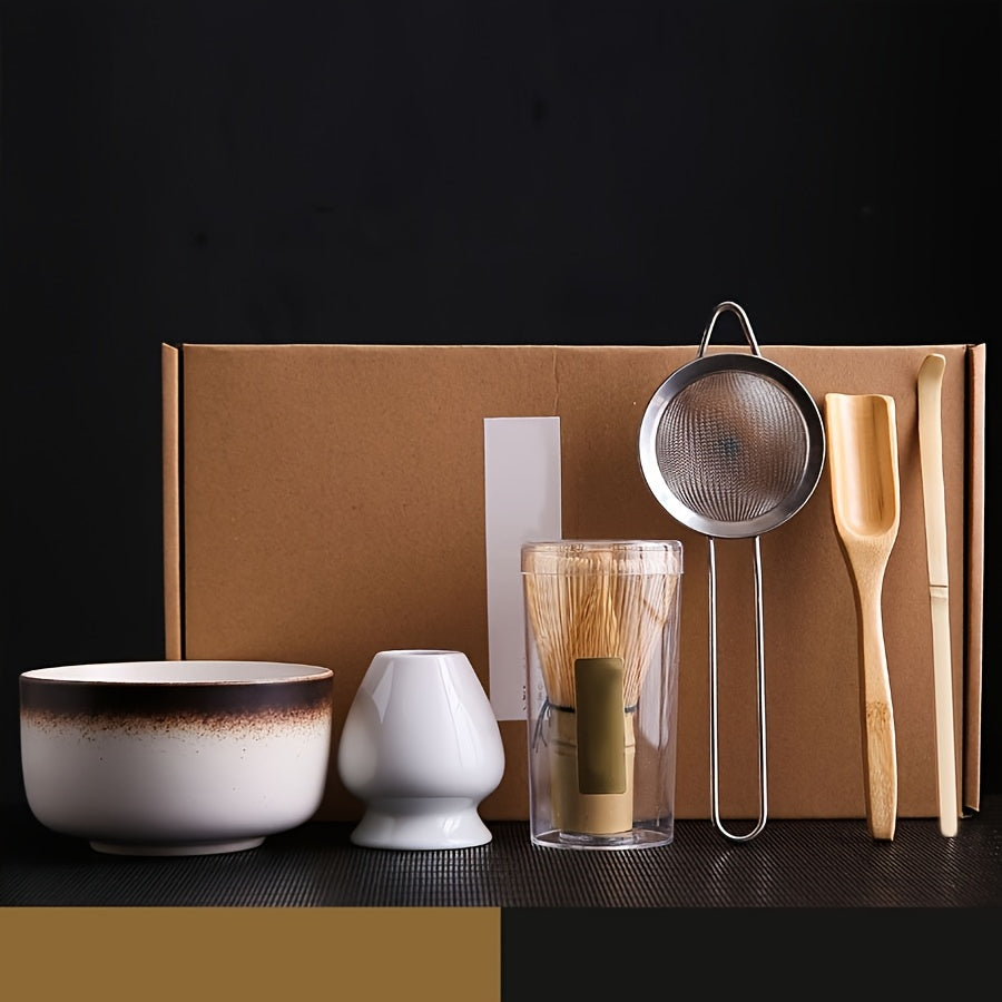 Matcha Tea Set – 6-Piece Ceramic and Bamboo Preparation Kit product detail photo for kitchen