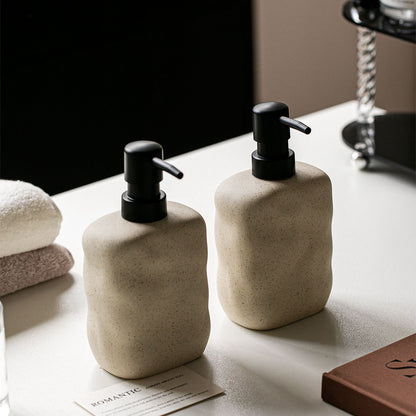 Ceramic Soap Dispenser – Sand Bathroom Pump Bottle