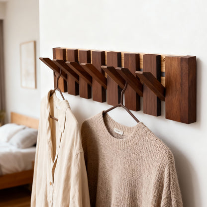 Wooden Wall Coat Rack - Entryway Wall Hooks room setting lifestyle photo for entryway