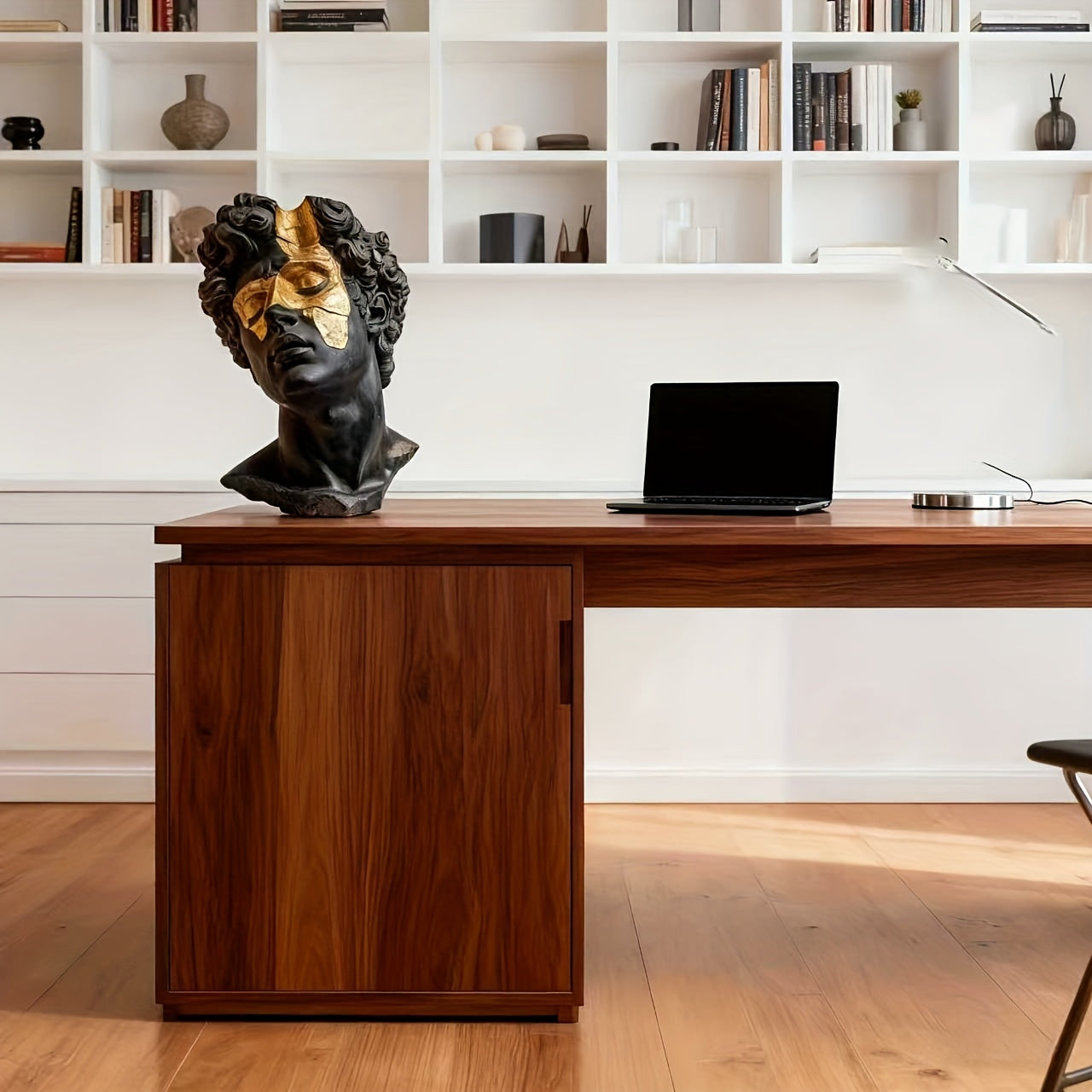 Wood Sculpture "Selene" product detail photo in living room