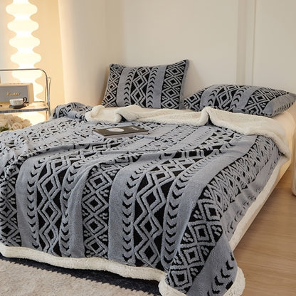 Geometric Sherpa Throw Blanket – Dual-Sided Sofa and Bed Layer product detail photo for bedroom