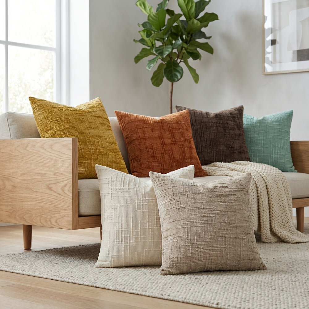 Chenille Cushion Cover Set – 4pcs Pillow Covers product detail photo for bedroom
