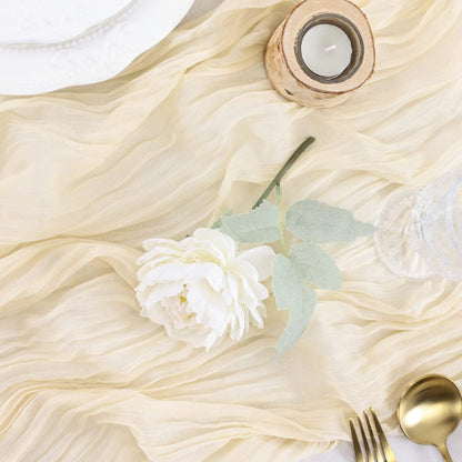 Table Runner BohemeFold Soft Chambray Voile With Twisted Boho Fringe