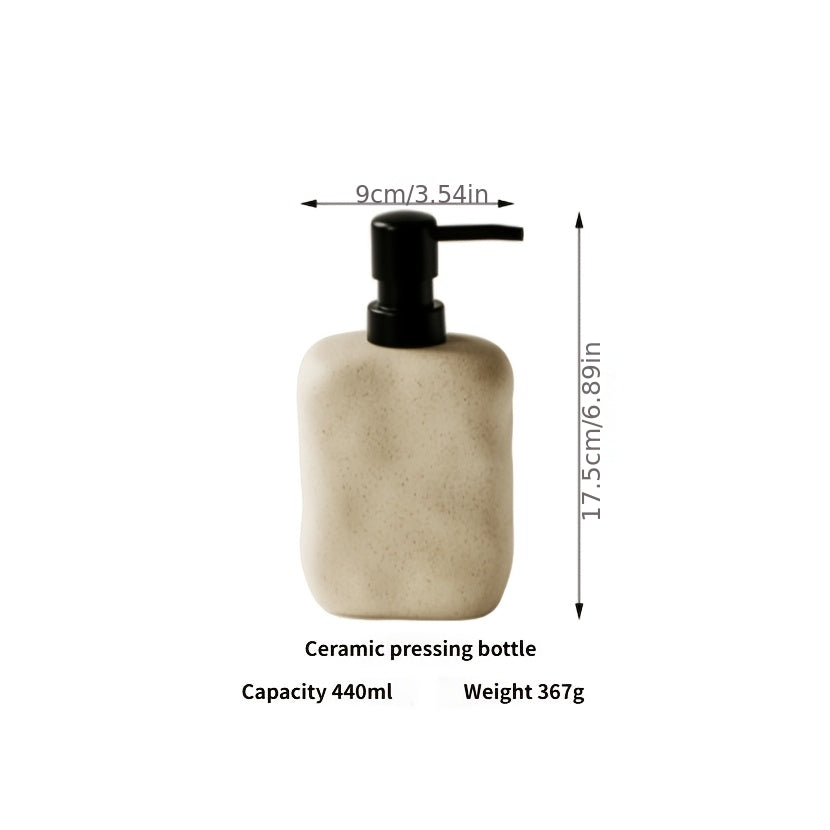 Ceramic Soap Dispenser – Sand Bathroom Pump Bottle