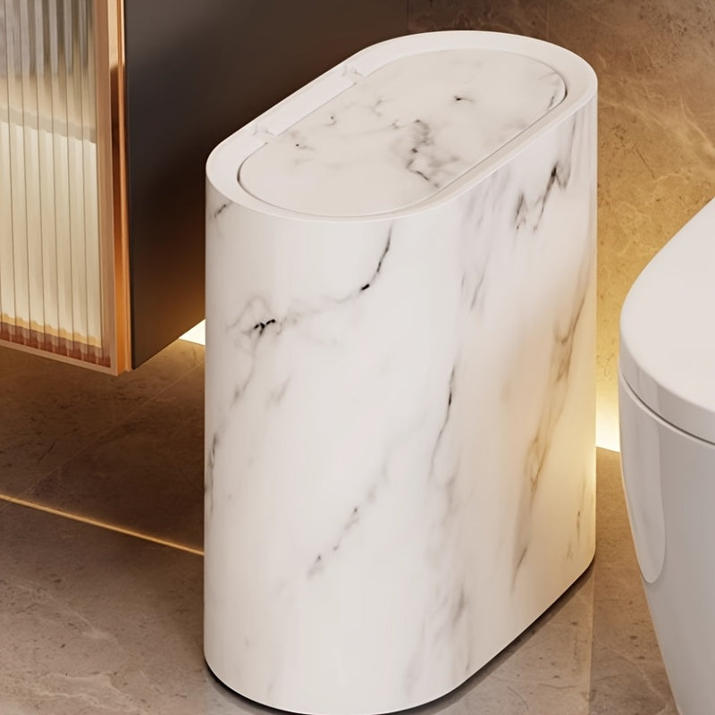 Round Lidded Trash Can - Bathroom and Desk Bin product detail photo for bathroom